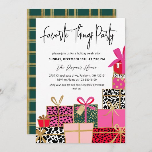 Elegant Presents Favorite Things Party Holiday Einladung (Vorne/Hinten)