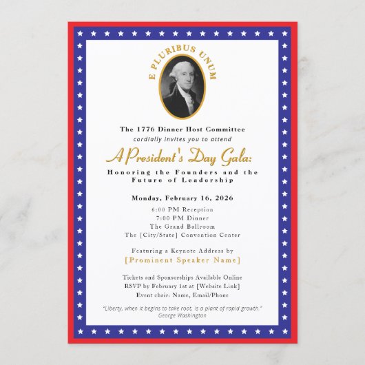Elegant President's Day Gala Fundraiser Einladung (Vorderseite)