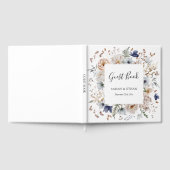 Elegant Pretty Beige Blue Flowers Floral Wedding Gästebuch (Voll)