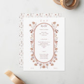 Elegant Pretty Floral Botanical Wedding Invitation Mitteilungskarte (Vorderseite/Rückseite Beispiel)