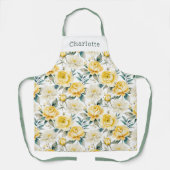 Elegant Pretty Yellow and White Floral Schürze (Vorderseite)