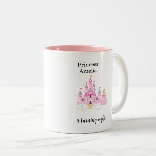 Elegant Princess Birthday Celebration Zweifarbige Tasse (VorderseiteRechts)