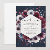 Elegant Printable Burgundy Wedding Save The Date (Vorne/Hinten)
