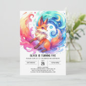 Elegant Printable Fox Birthday Einladung (Stehend Vorderseite)