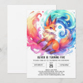 Elegant Printable Fox Birthday Einladung (Vorne/Hinten)
