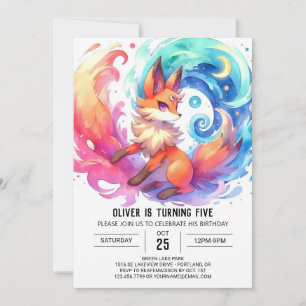 Elegant Printable Fox Birthday Einladung