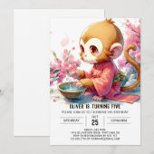 Elegant Printable Monkey Birthday Einladung (Vorne/Hinten)