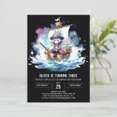 Elegant Printable Pirate Birthday Einladung (Stehend Vorderseite)