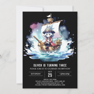 Elegant Printable Pirate Birthday Einladung