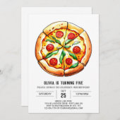 Elegant Printable Pizza Birthday Einladung (Vorne/Hinten)