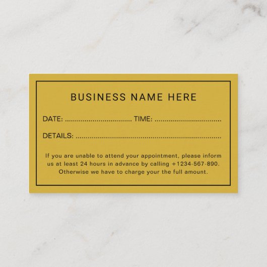 Elegant Professional Appointment Card Design Terminkarte (Rückseite)