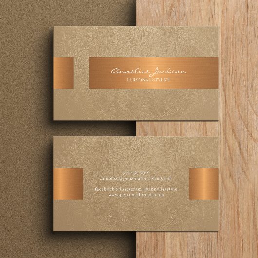 Elegant professional faux gold metallic beige visitenkarte