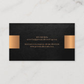 Elegant professional faux gold metallic black visitenkarte (Rückseite)