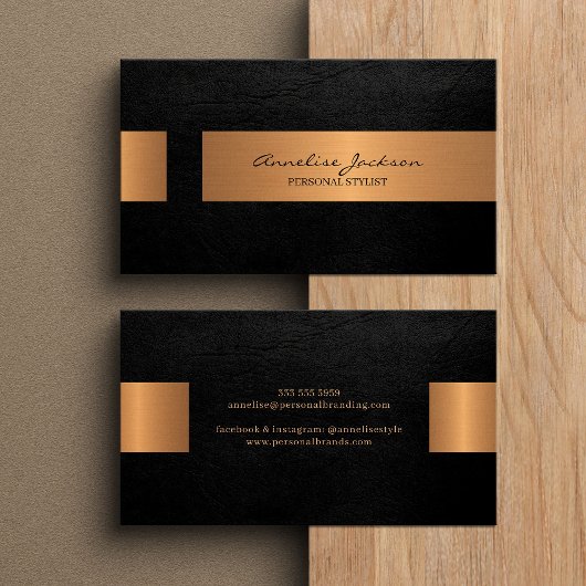 Elegant professional faux gold metallic black visitenkarte