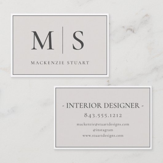Elegant Professionell Einfaches Monogramm Minimali Visitenkarte (Vorne/Hinten)