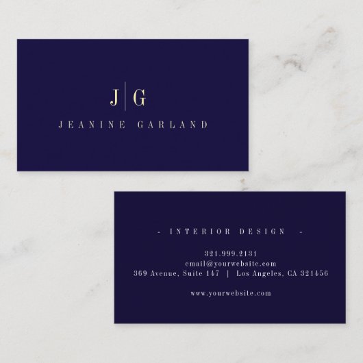 Elegant Professionell Einfaches Monogramm Minimali Visitenkarte (Vorne/Hinten)
