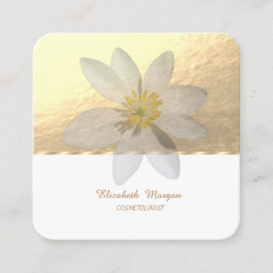 Elegant Professionell,Falsches Gold,Weiße Daisy Quadratische Visitenkarte