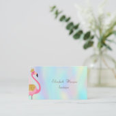 Elegant professionell rosa Flamingo Holographic Visitenkarte (Stehend Vorderseite)