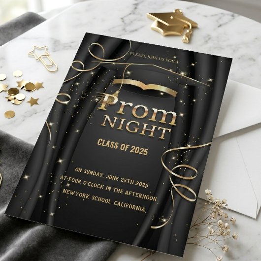 Elegant Prom Night Class 2025 Einladung | Gold