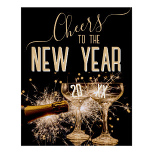 Elegant „Prost aufs Neue Jahr“  Poster
