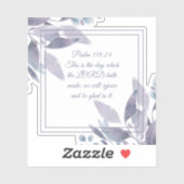 Elegant Psalm 118:24 This is the Day Purple Floral Aufkleber (Blatt)