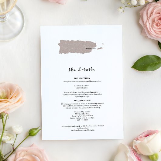 ELEGANT Puerto Rico Wedding Invitation Details Einladung