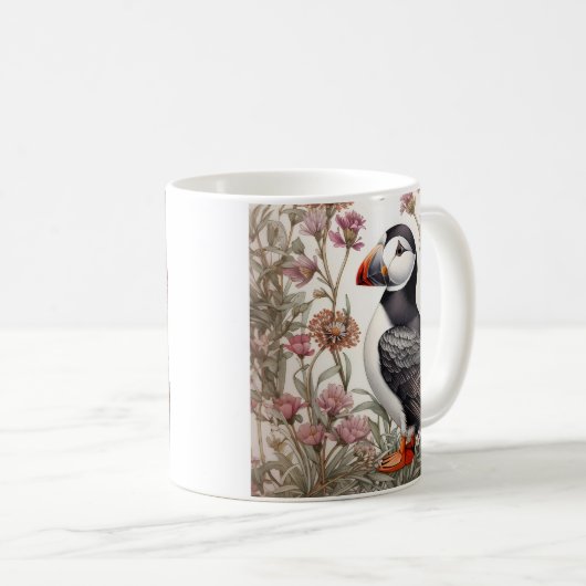 Elegant Puffin William Morris Inspiriert Kaffeetasse (VorderseiteRechts)