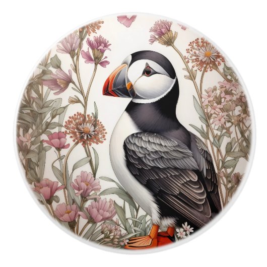 Elegant Puffin William Morris Inspiriert Keramikknauf (Vorderseite)