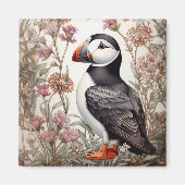Elegant Puffin William Morris Inspiriert Magnet (Vorne)