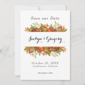 Elegant Pumpkin Autumn Florals Fall Save The Date (Vorderseite)