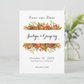 Elegant Pumpkin Autumn Florals Fall Save The Date (Stehend Vorderseite)