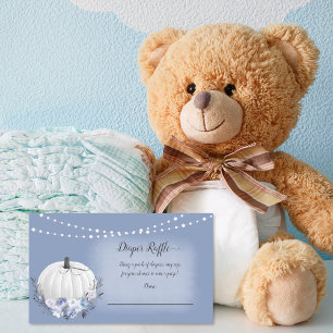 Elegant Pumpkin Baby Diaper Raffle Dusty Blue Begleitkarte