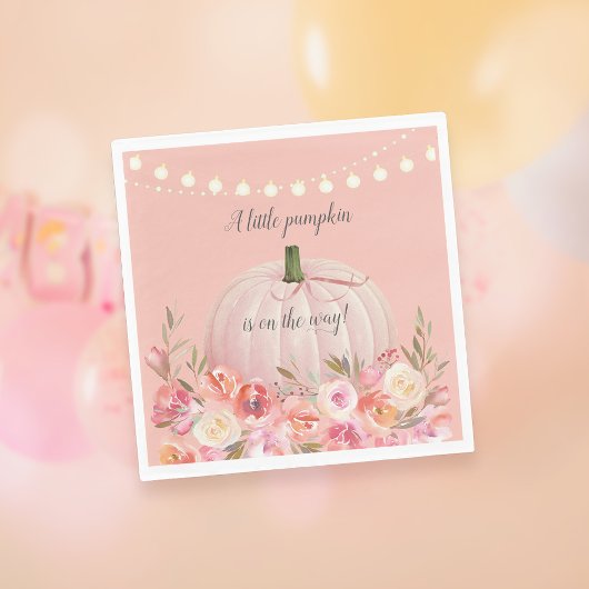 Elegant Pumpkin Baby Girl Shower Serviette