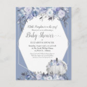 Elegant Pumpkin Baby Shower Dusty Blue Ankündigungspostkarte (Vorderseite)
