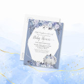 Elegant Pumpkin Baby Shower Dusty Blue Ankündigungspostkarte