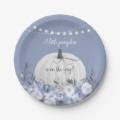 Elegant Pumpkin Baby Shower Dusty Blue Pappteller (Vorderseite)