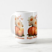 Elegant Pumpkin & Blume Halloween Kaffeetasse (Vorderseite Links)
