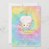 Elegant Pumpkin, Blumen-Gefärbte Krawatte-Kinderdu Einladung (Vorderseite)