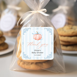 Elegant Pumpkin Boy Baby Shower Danke Quadratischer Aufkleber