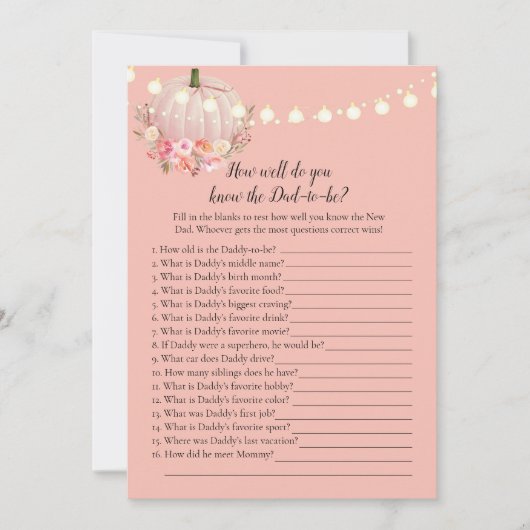 Elegant Pumpkin, der Vater Best Duwer Game kennt Einladung (Vorderseite)