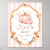 Elegant Pumpkin Fall Floral Baby Shower Welcome Poster (Vorne)
