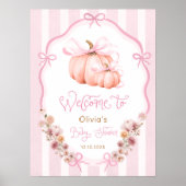 Elegant Pumpkin Fall Girl Baby Shower Welcome Poster (Vorne)