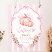 Elegant Pumpkin Fall Girl Baby Shower Welcome Poster