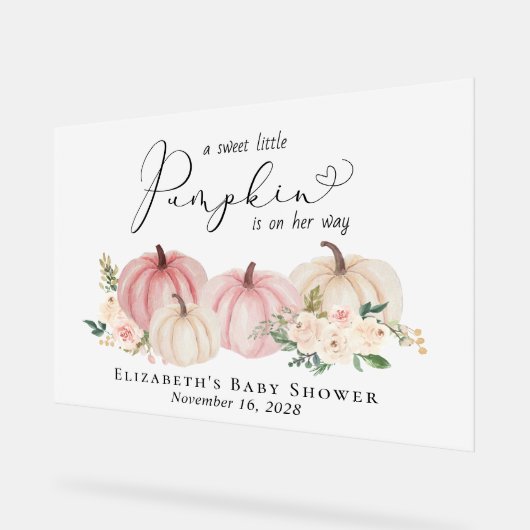 Elegant Pumpkin Floral Baby Girl Dusche Willkommen Acrylschild (Winkel)