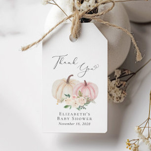 Elegant Pumpkin Floral Baby Girl Shower Geschenkanhänger