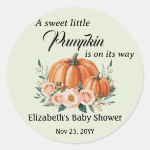 Elegant Pumpkin Floral Baby Shower Vielen Dank Runder Aufkleber