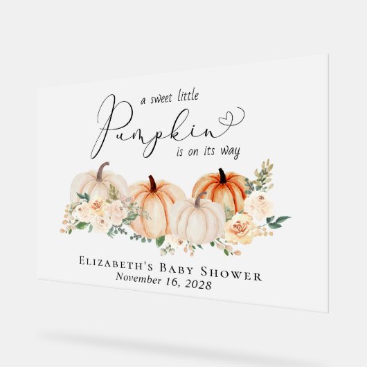 Elegant Pumpkin Floral Baby Shower Willkommen Acrylschild (Winkel)