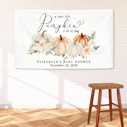 Elegant Pumpkin Floral Baby Shower Willkommen Banner