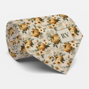 Elegant Pumpkin Floral Fall Krawatte