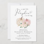 Elegant Pumpkin Floral Girl Baby Shower Einladung (Vorderseite)